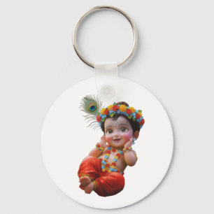 Söt lille Krishna traditionell indisk konstaffisch Nyckelring