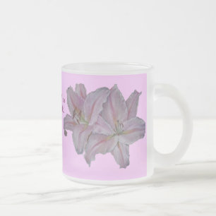 söt lillie rosa blommor blommigt frostad glasmugg