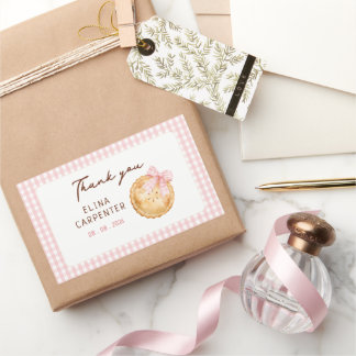 Söt lilltjej rosa gingham födelsedagsfirande rektangulärt klistermärke