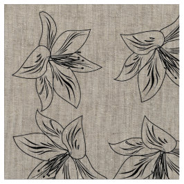 Söt Lily Bläck Art Mönster Linen Tyg