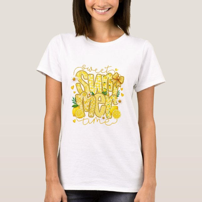 Söt Lime Sommar Gul Akvarell Citron T Shirt (Framsida)