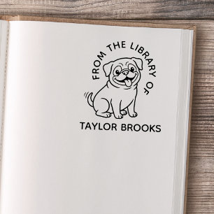 Söt linje konst Pug från biblioteket Bokmärke Stämpel