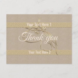 Söt linne look guld ränder enhörning tack vykort