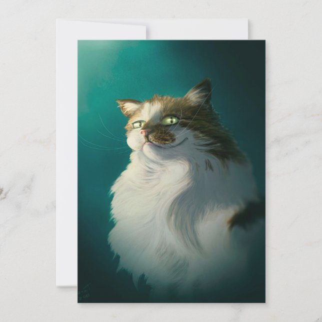 Söt listig kattpresent| Rolig katt till fadersdag Julkort (Framsida)