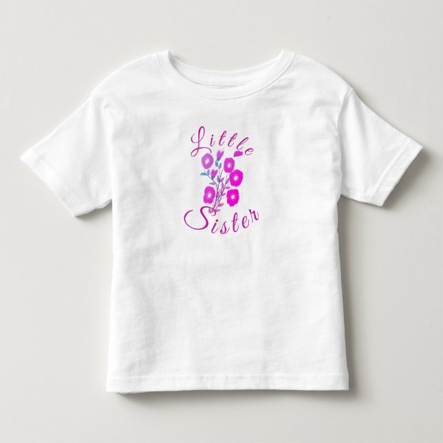 Söt Listtle Sister Flowered T-shirt (Framsida)
