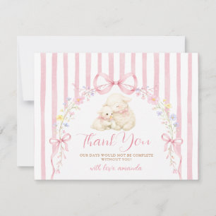 Söt lite lamm baby shower Rosa band Gingham Tack Kort