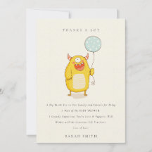 Söt liten akvagult lycklig monster baby shower