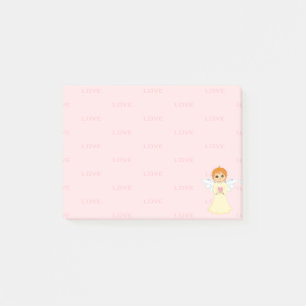 Söt liten ängel & Kärleksmönster på rosa Post-it Block