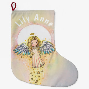 Söt liten ängel och månens julstrumpa