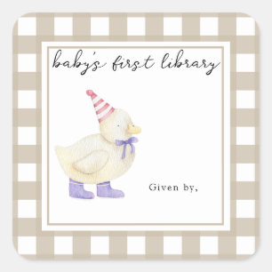 Söt Liten Anka - Baby's första bibliotek Fyrkantigt Klistermärke