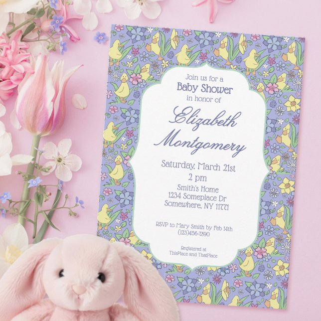 Söt liten ankunge Blommig babyflicka Shower Inbjudningar (Skapare uppladdad)
