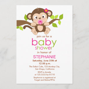 Söt liten apflicka Baby Shower-inbjudan Inbjudningar
