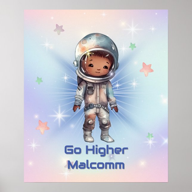 Söt liten astronaut som bär rymddräkt poster (Framsidan)