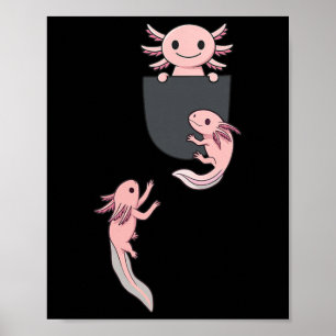 Söt Liten Axolotl Leker Klättrar I Fickan Män Poster
