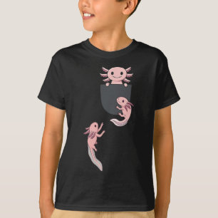 Söt Liten Axolotl Leker Klättrar I Fickan Män T Shirt