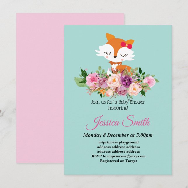 Söt, liten babyduschinbjudan inbjudningar (Fram/baksida)