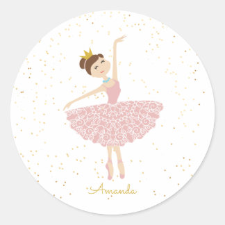 söt liten ballerina Sticker Runt Klistermärke