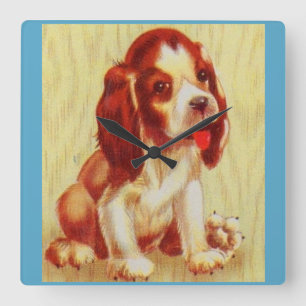 söt liten beagle-valp fyrkantig klocka