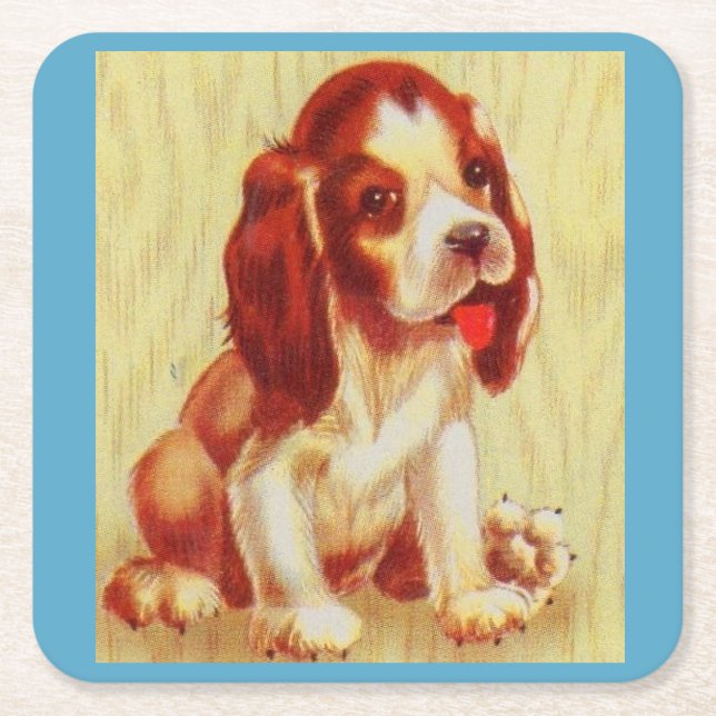 söt liten beagle-valp underlägg papper kvadrat (Framsidan)