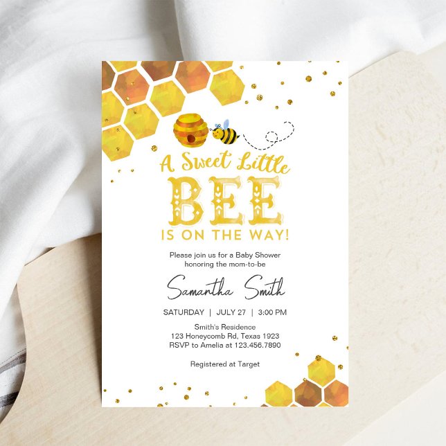 Söt Liten Bina Honey Bee Baby Shower Inbjudan (Skapare uppladdad)