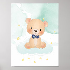 Söt liten björn med stjärnor poster
