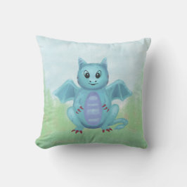 söt liten blå drake kudde