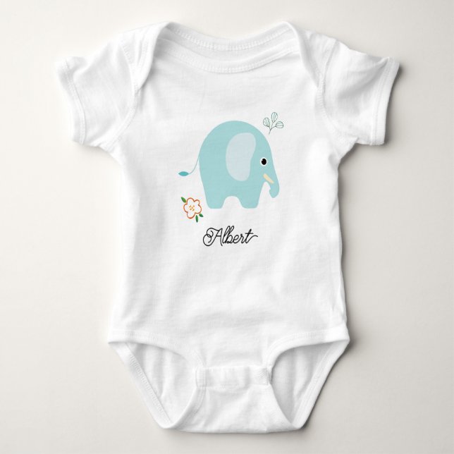 Söt liten blå elefant t shirt (Framsida)