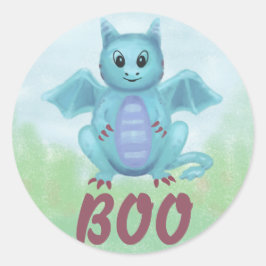 söt liten boo drake runt klistermärke