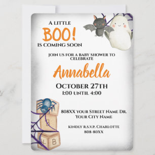 Söt Liten Boo Halloween Baby Shower Inbjudan