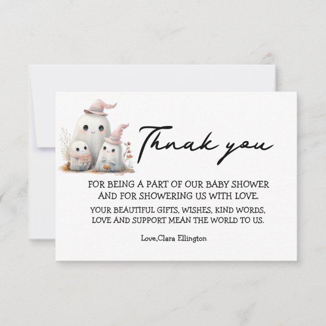 söt liten boo-tjej Första Halloween Babydusch OSA Kort (Framsida)