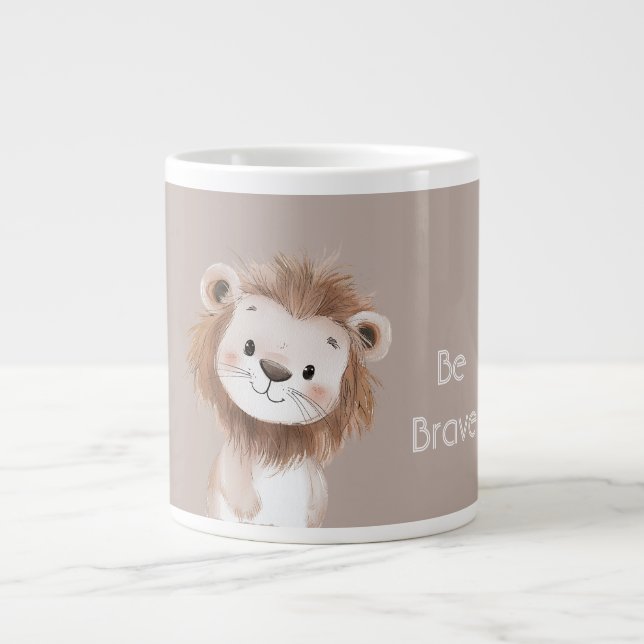 Söt Liten Brun Lejon Jumbo Mugg (Framsidan)