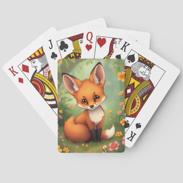Söt liten brun räv i skog casinokort (Baksidan)