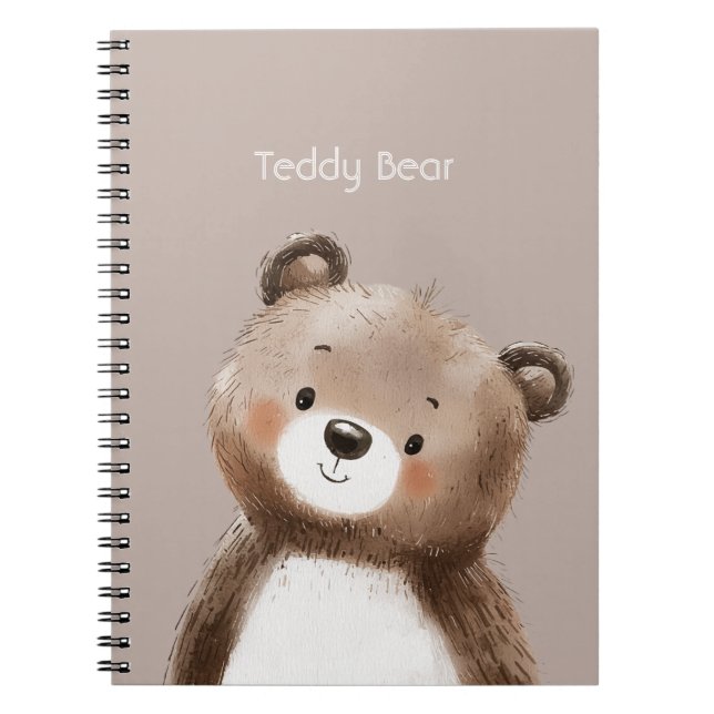 Söt Liten Brun Vit Teddybjörn Anteckningsbok (Framsidan)