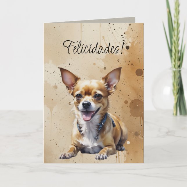 Söt Liten Chihuahua, Grattis! Anpassad Födelsedag Kort (Framsida)