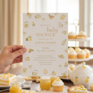 Söt liten citron akvarell baby shower inbjudningar