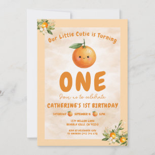 Söt Liten Citron Citrus 1-års Födelsedag Inbjudningar