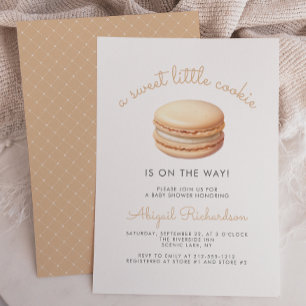Söt liten Cookie Macaron Neutral Baby Shower-fest Inbjudningar
