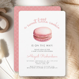 Söt liten Cookie Macaron Rosa Bebis Shower Inbjudningar