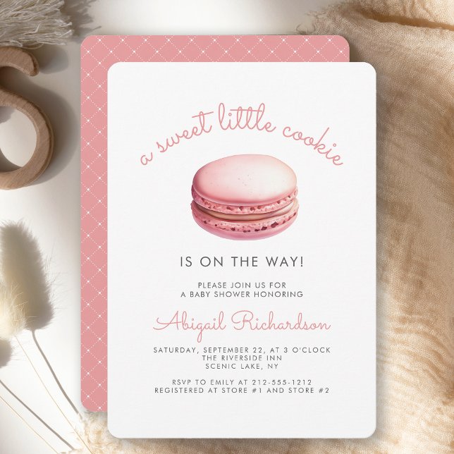 Söt liten Cookie Macaron Rosa Bebis Shower Inbjudningar (Skapare uppladdad)