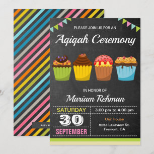 Söt Liten Cupcake Aqeeqah Aqiqah Ceremoni Inbjudningar