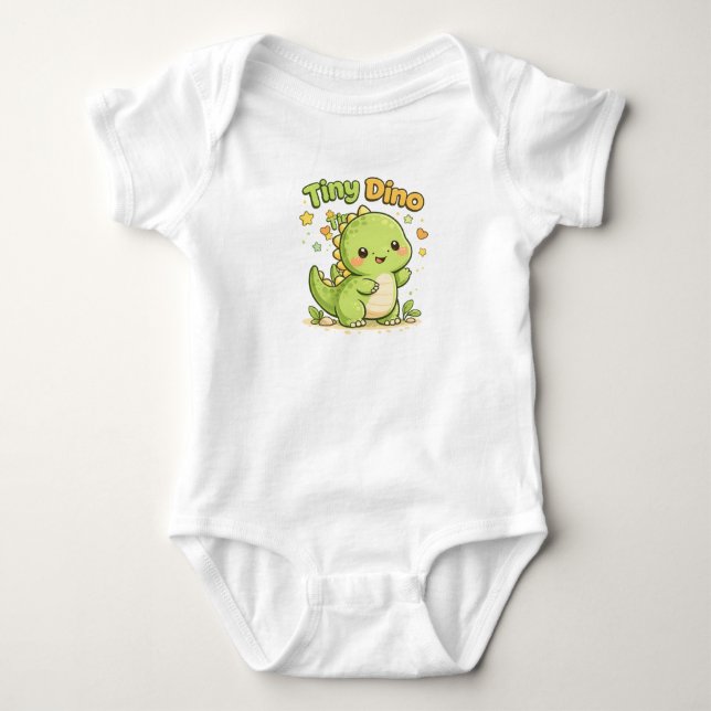 Söt Liten Dino Baby Strampelanzug T Shirt (Framsida)