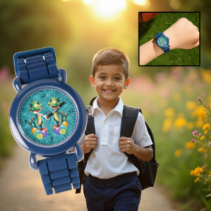 Söt liten dinosaurie med massor av färgglada ballo armbandsur