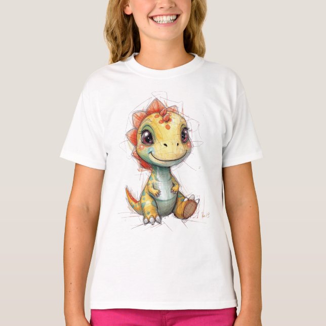 söt liten dinosaurie t shirt (Framsida)