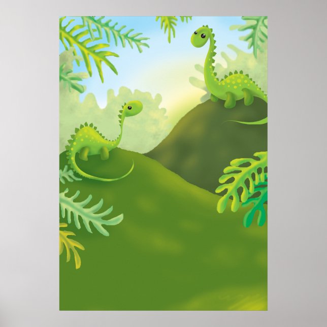 söt liten dinosaurieskådeplats poster (Framsidan)