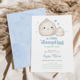 Söt liten dumplings-baby shower blå inbjudningar