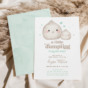 Söt liten dumplingskönsneutral baby shower inbjudningar
