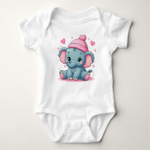 Söt liten elefant bebis bodysuit