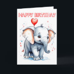 Söt Liten Elefant Glad Födelsedag Kort<br><div class="desc">Detta söta födelsedagskort har en blyg baby elefant. Vänligen anpassa gärna detta kort med din text för att göra det unikt.</div>