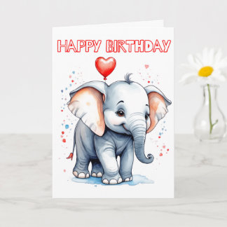 Söt Liten Elefant Glad Födelsedag Kort