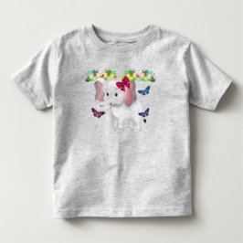 Söt Liten Elefant med Fjärilar T Shirt